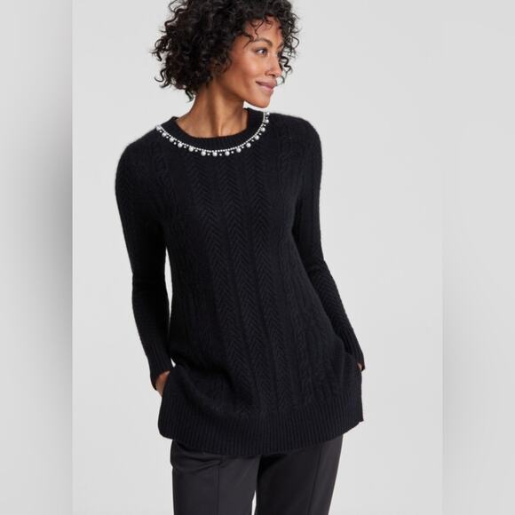 Charter Club Women's Cashmere Embellished Cable-Knit Tunic Sweater. Size XL - Picture 1 of 1